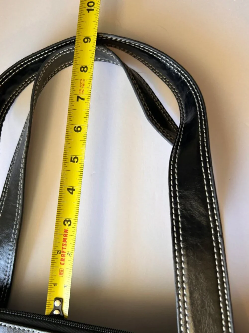 Samsonite Black Faux Leather Laptop Tote Work Bag Contrast Stitch Zip